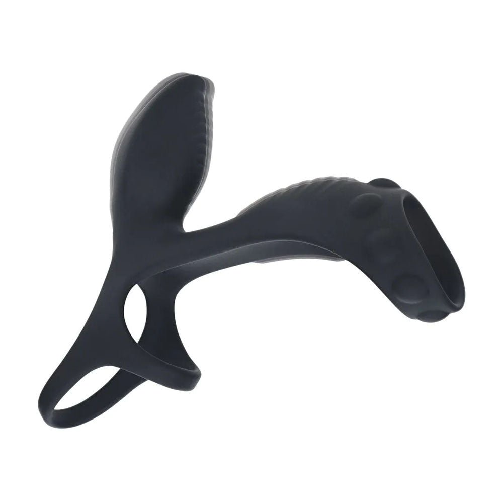 Levelz Vibrating Cock Ring With Shaft Loop Black - COCK RINGS