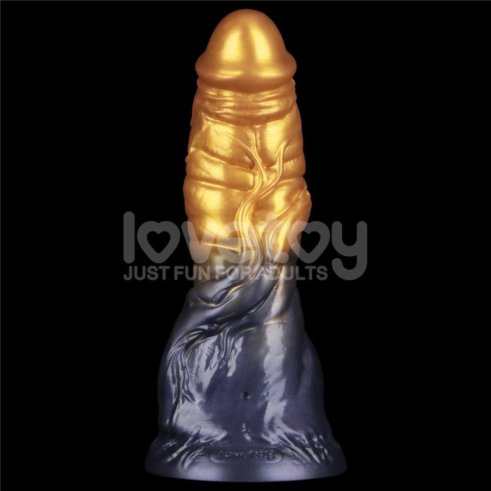 Lovetoy Aerosx 7.5 Inch Dual Density Inflatable Dildo - Gold/Blue - DONGS