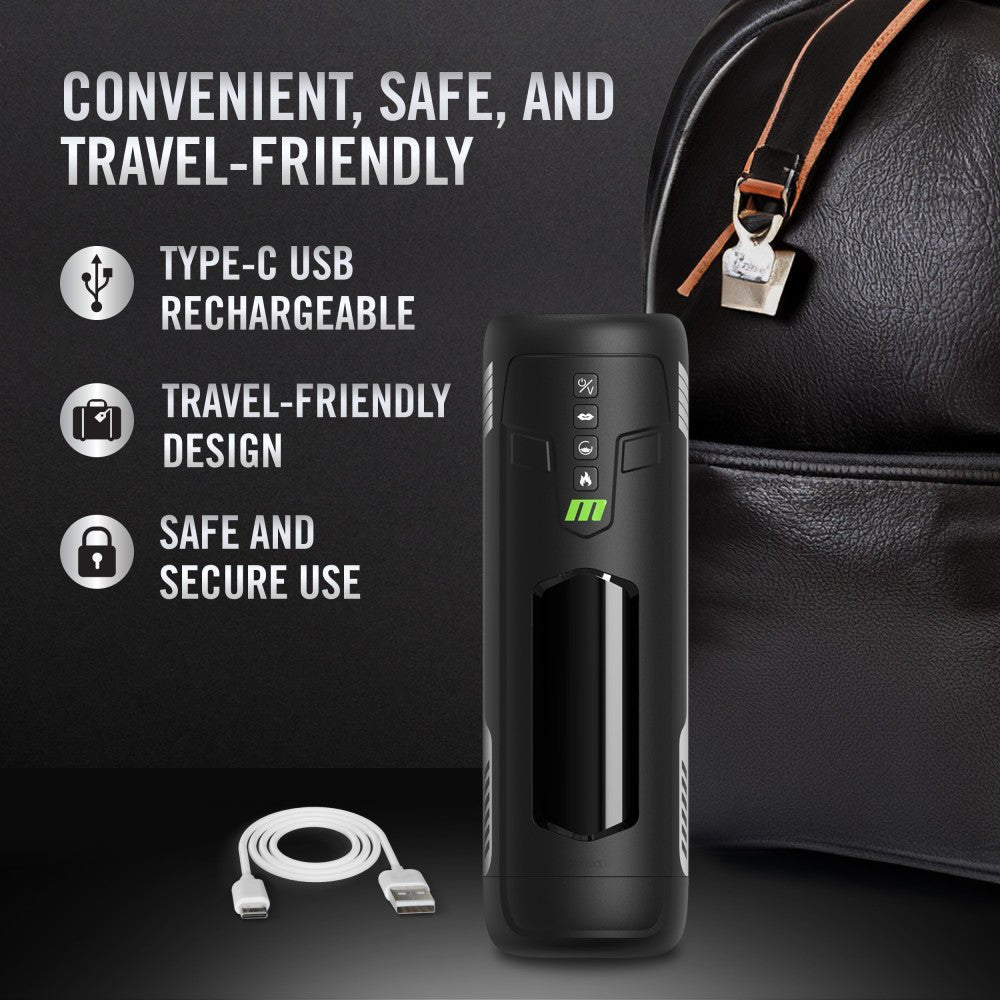 M For Men Master Blaster - USB Rechargeable Sucking & Vibrating Stroker - MASTURBATORS