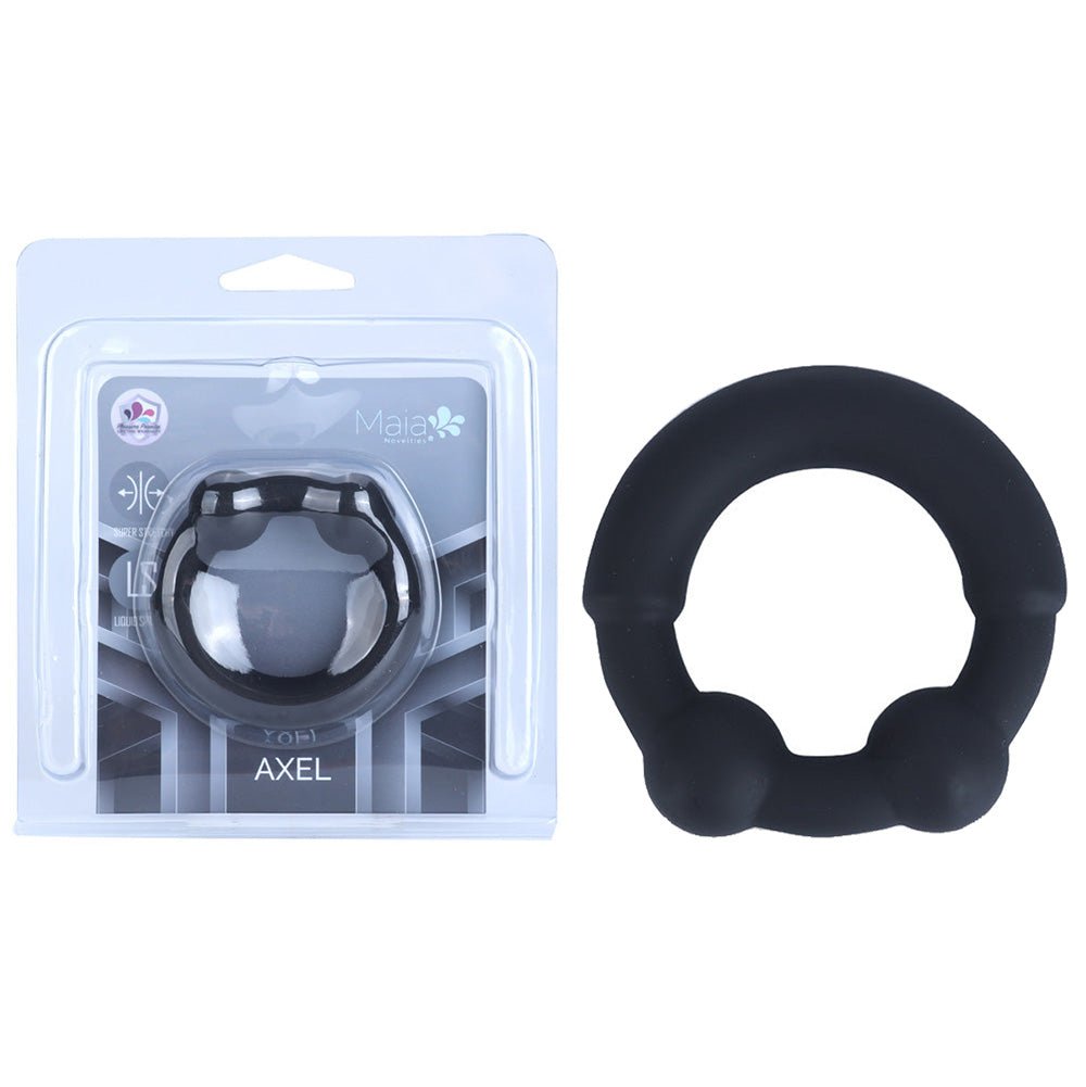 Maia Axel Black Beaded Cock Ring For Peak Intimacy Enjoyment - COCK RINGS