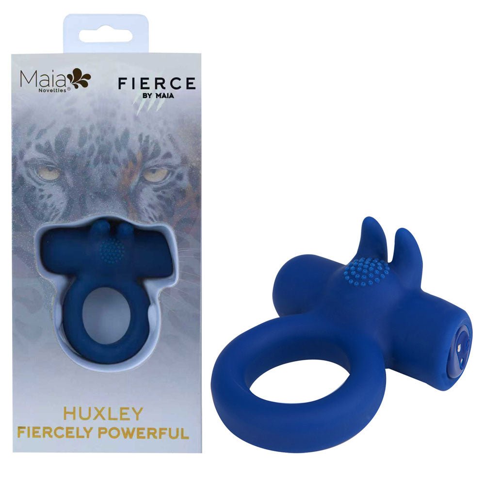 Maia Huxley Blue USB Rechargeable Strong Vibrating Cock Ring - COCK RINGS