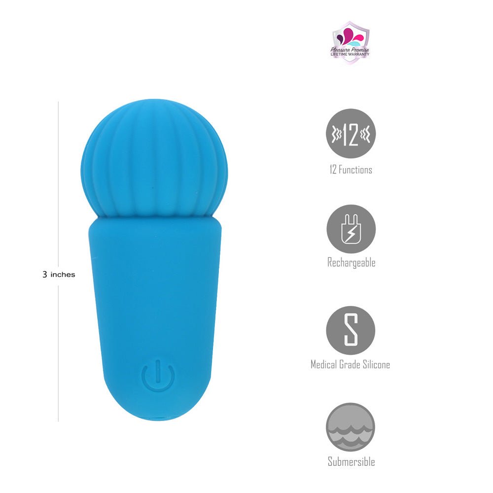 Maia INDI Blue 7.6 Centimeters Mini Vibrating Wand - BULLETS & EGGS