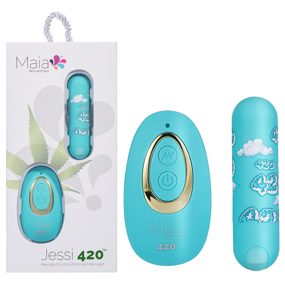 Maia JESSI 420 Remote - Sky Blue 7.6 cm USB Rechargeable Bullet with Wireless Remote - BULLETS & EGGS