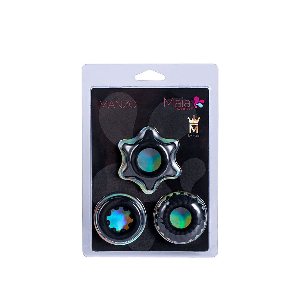 Maia MANZO - Black Silicone Cock Rings - Set of 3 - COCK RINGS