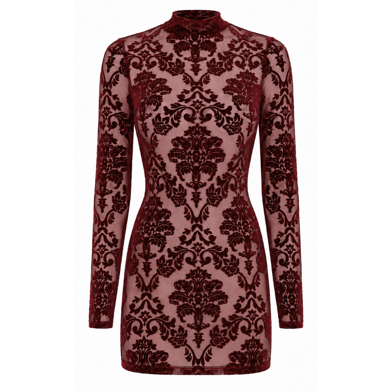 Masquerade Open Back Mini Dress Burgundy - Lingerie