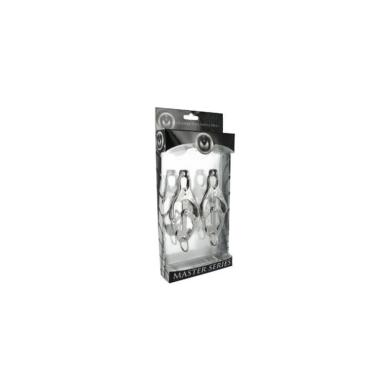 Master Series Ringed Monarch Chrome Nipple Clamps with O - Ring - Adult Toys