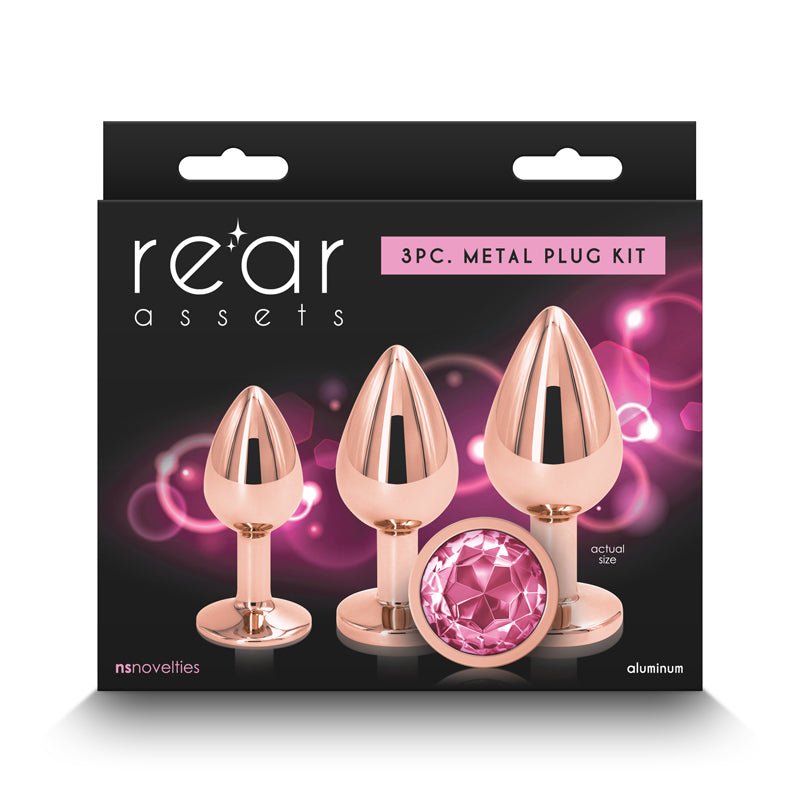 NS Novelties Rear Assets Trainer Kit – Rose Gold Metallic Butt Plugs - Anal Toys