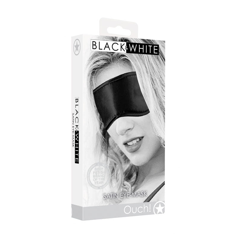 OUCH! Black & White Satin Eye - Mask - Black Eye Restraint - BONDAGE - TOYS