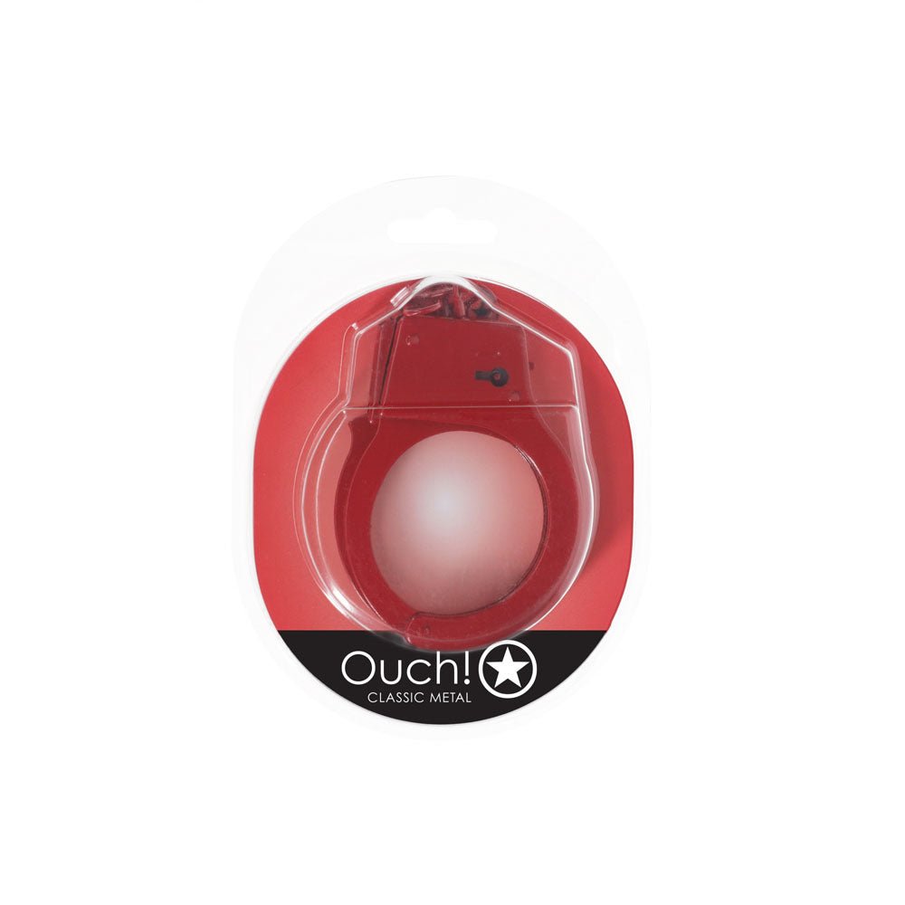 OUCH! Classic Metal Cuffs - Red - BONDAGE - TOYS