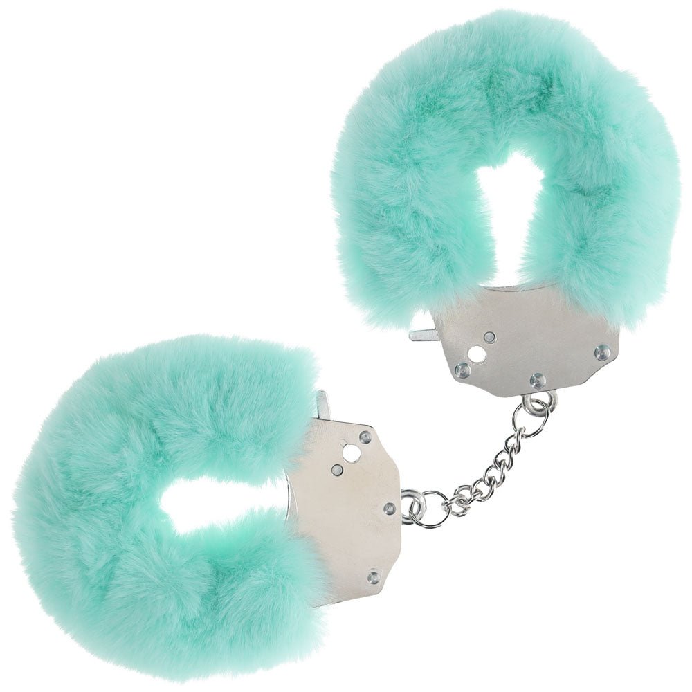 OUCH! Heavy - Duty Fluffy Cuffs - Powder Green - BONDAGE - TOYS