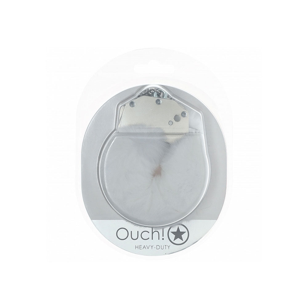 OUCH! Heavy - Duty Fluffy Cuffs - White - BONDAGE - TOYS