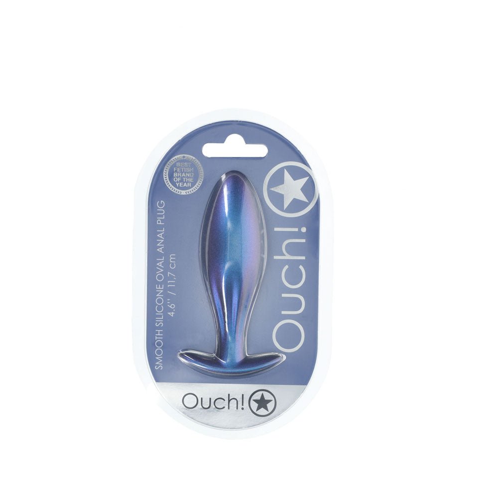 OUCH! Oval Anal Plug - Metallic Blue - ANAL TOYS