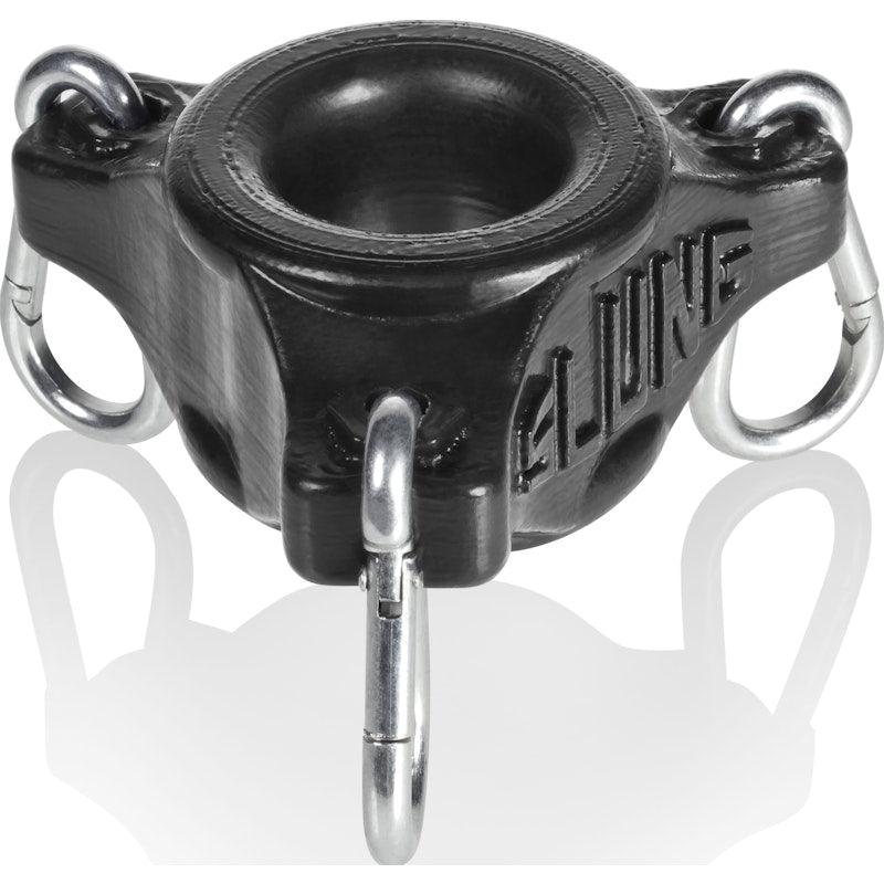 OxBalls Slung Silicone Ballstretcher with 3 Carabiners – Black - Adult Toys