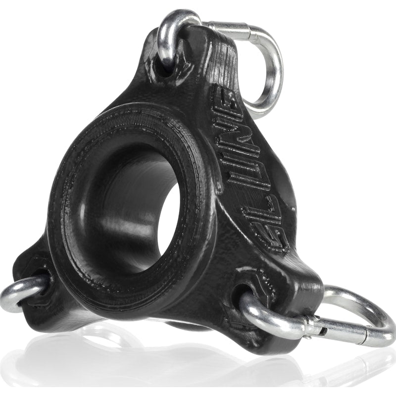 OxBalls Slung Silicone Ballstretcher with 3 Carabiners – Black - Adult Toys