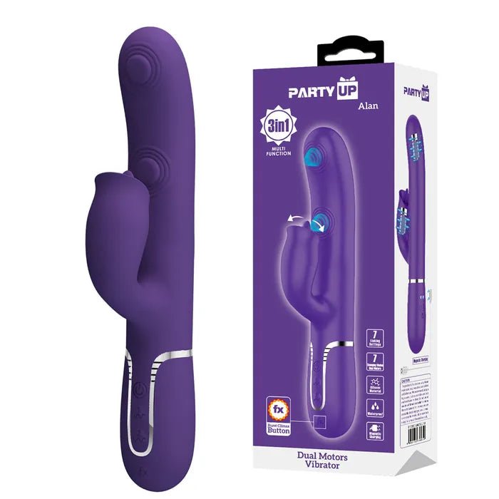 Party Up ALAN Dual Motor Vibrator - Purple - VIBRATORS