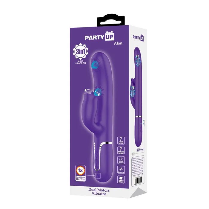 Party Up ALAN Dual Motor Vibrator - Purple - VIBRATORS