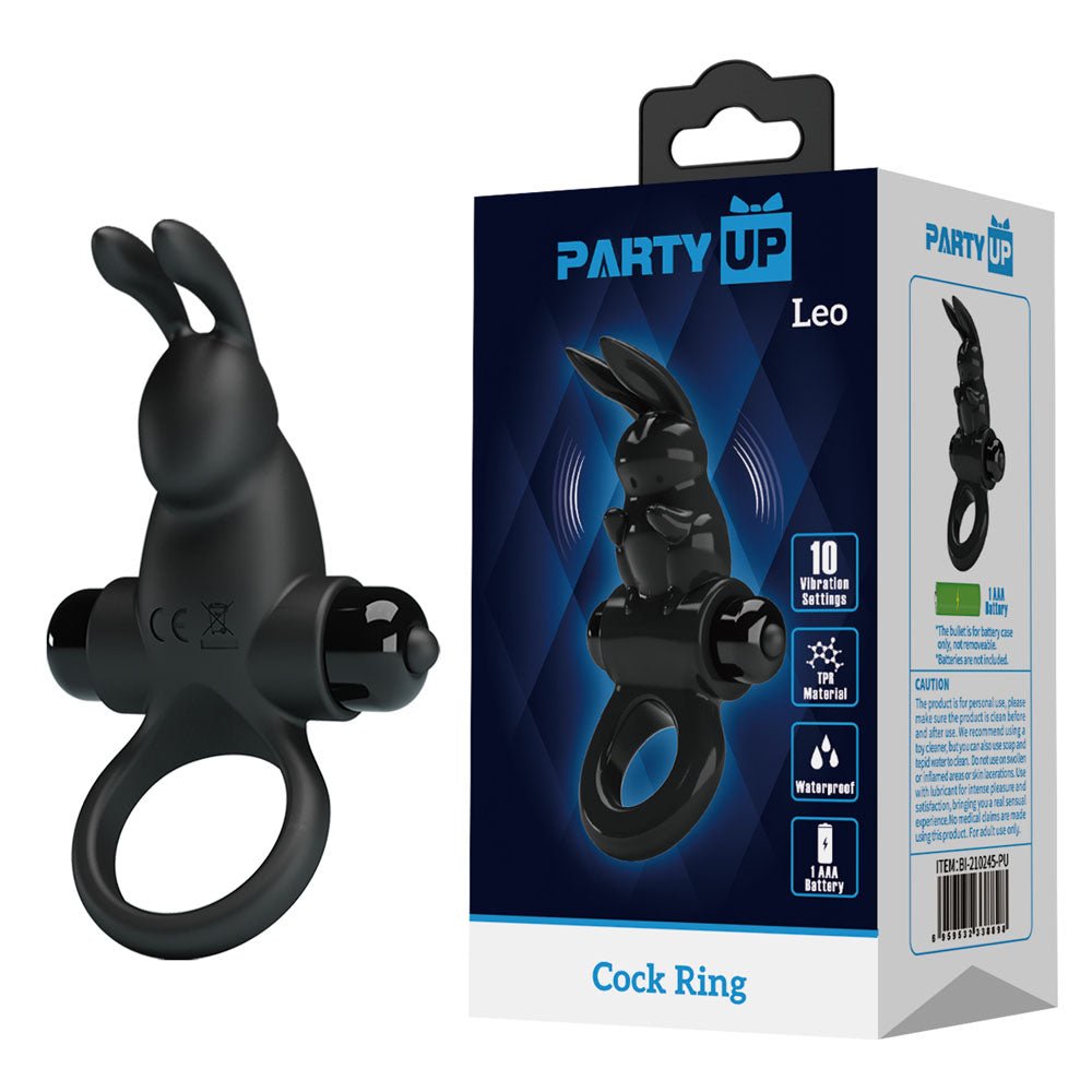 Party Up LARRY Vibrating Cock Ring - Black - COCK RINGS