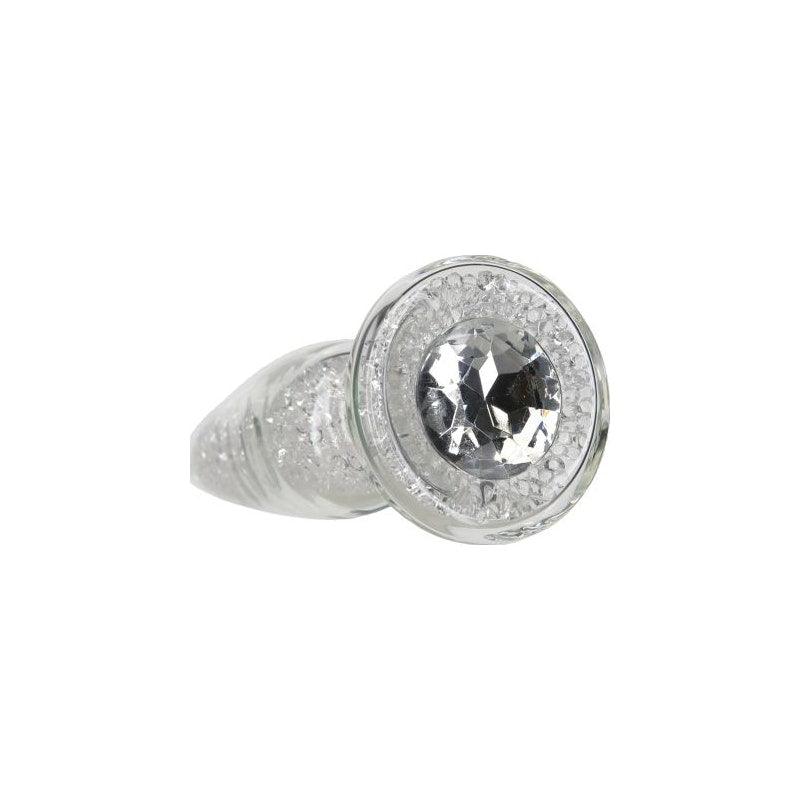 Pillow Talk Fancy Luxurious Glass Anal Plug w Clear Gem - Adult Toys