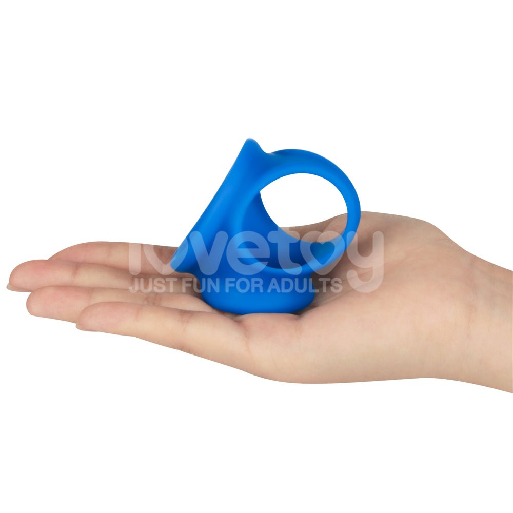 Pinnacle Pro Trio Grip Enhancer - Blue Cock & Balls Ring - COCK RINGS