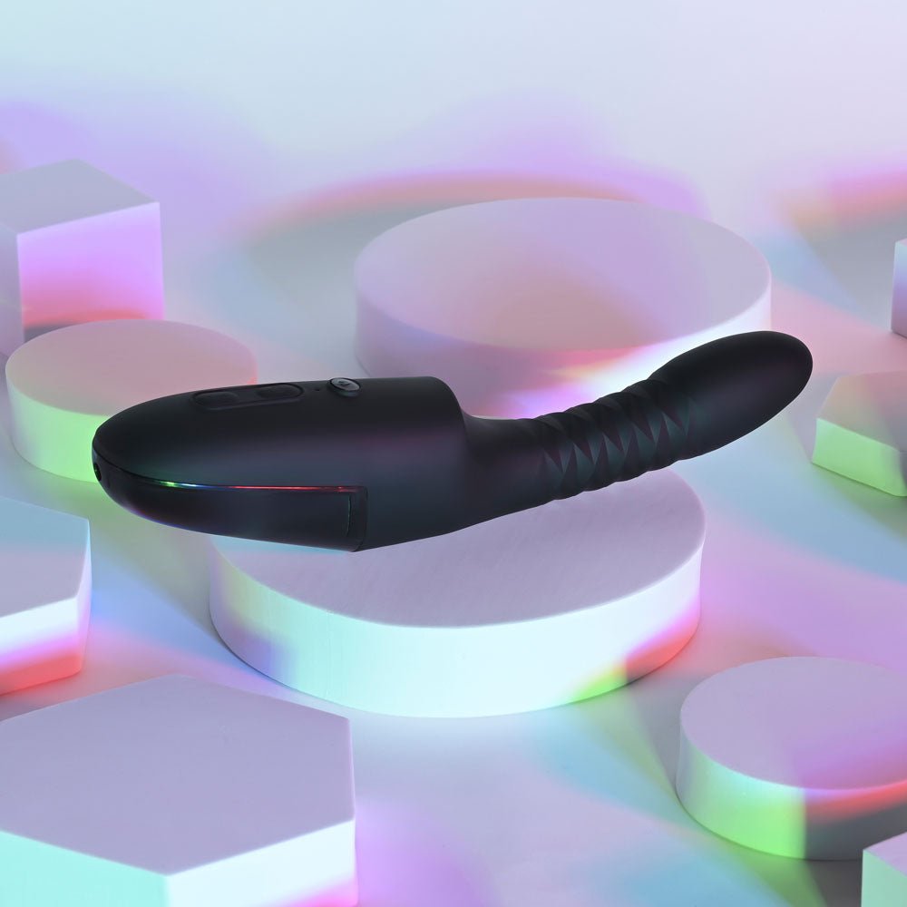 Playboy Pleasure Overdrive Thrusting Vibrator – Heated & Suction Base - VIBRATORS