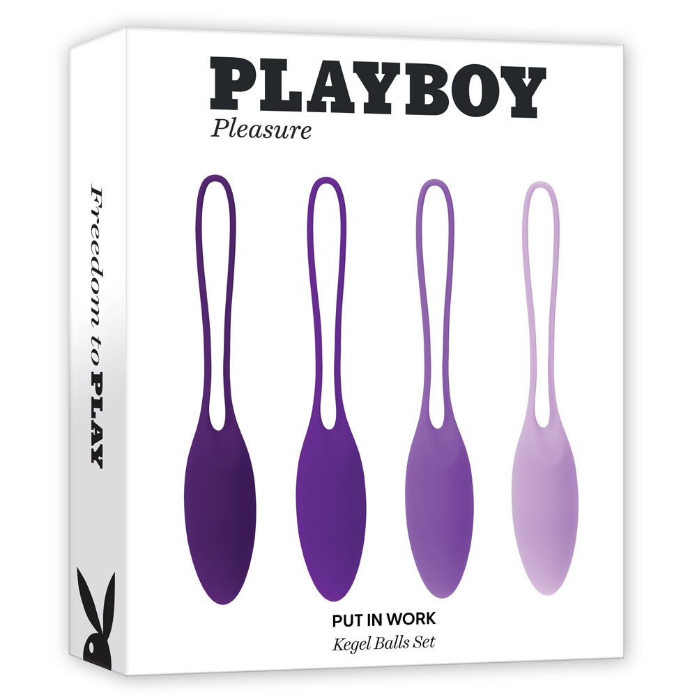 Playboy Pleasure Put In Work - 4-Piece Silicone Kegel Ball Set - Purple - KEGEL TOYS