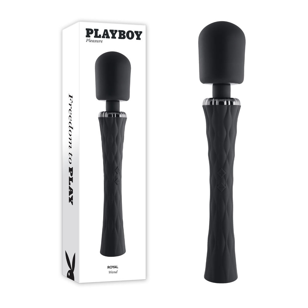 Playboy Pleasure ROYAL - Black 29.2 cm USB Rechargeable Massage Wand - VIBRATORS