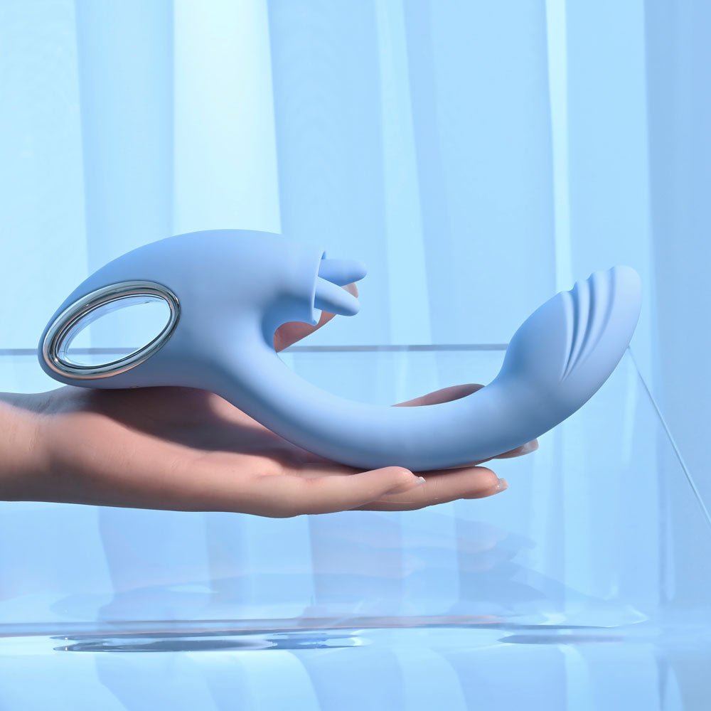Playboy Pleasure SAPPHIRE SKY Vibrator with Double Tongue Stimulator - VIBRATORS
