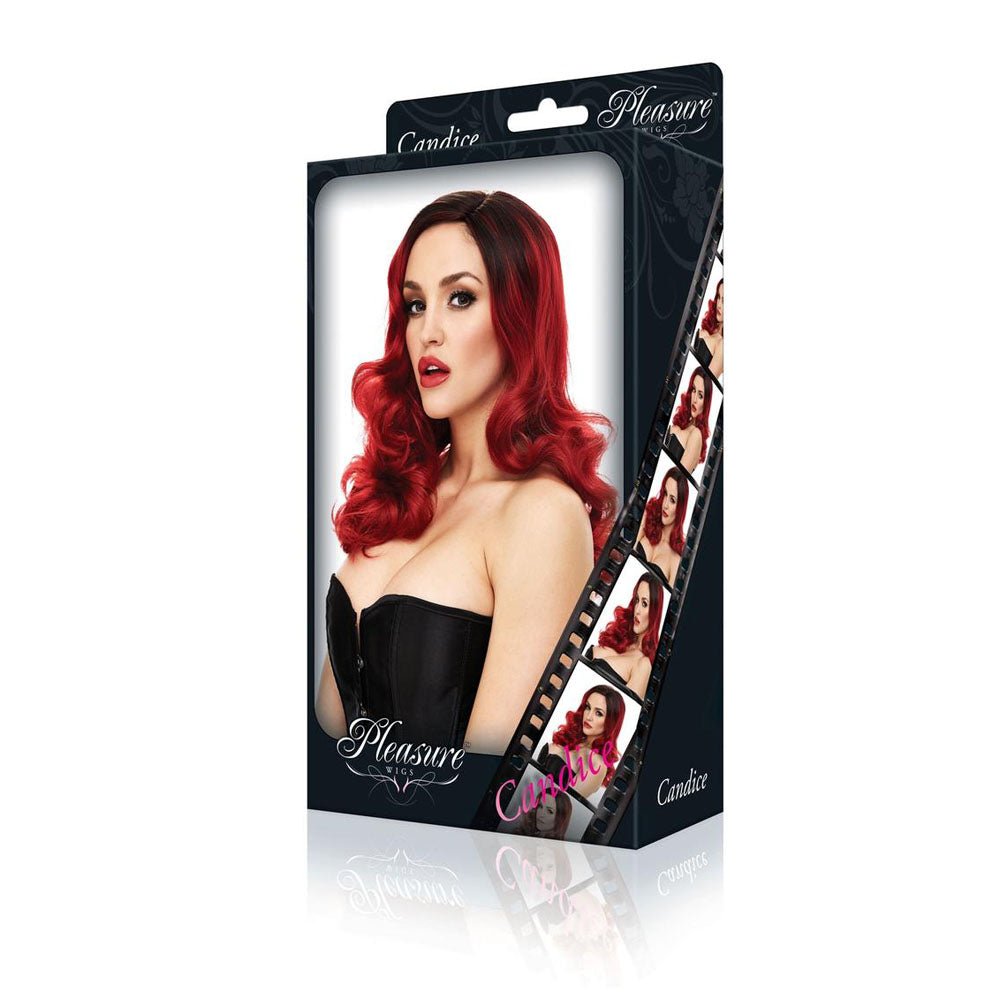 PLEASURE WIGS Candice - Red/Black - Red/Black Wig - LINGERIE & BODY WEAR
