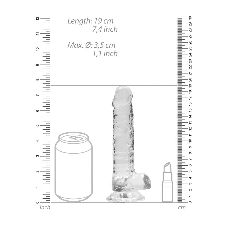 REALROCK 7'' Realistic Dildo With Balls - Clear 17.8 cm Dong - DONGS
