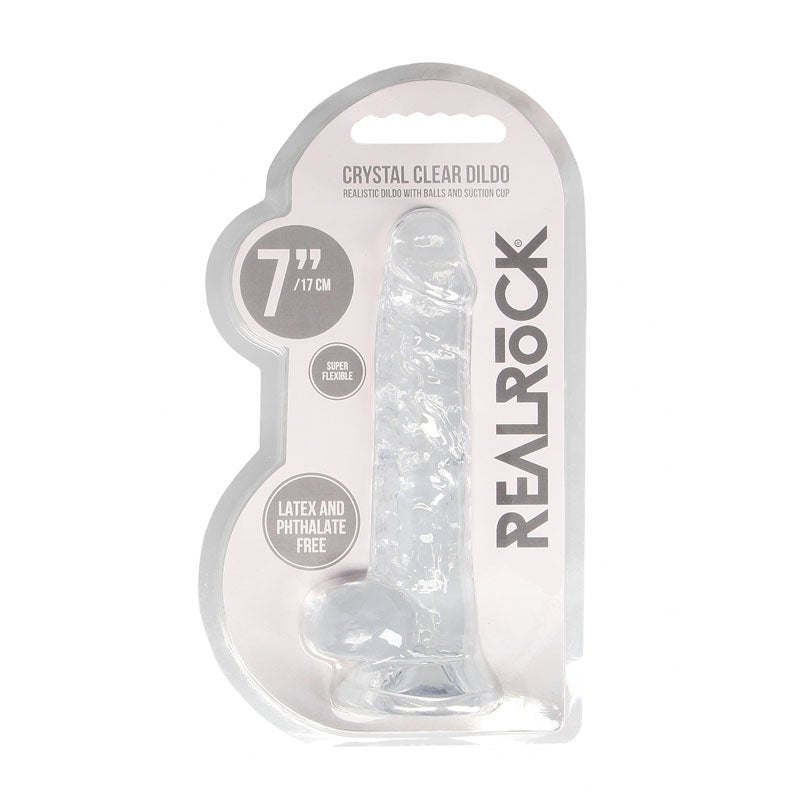 REALROCK 7'' Realistic Dildo With Balls - Clear 17.8 cm Dong - DONGS