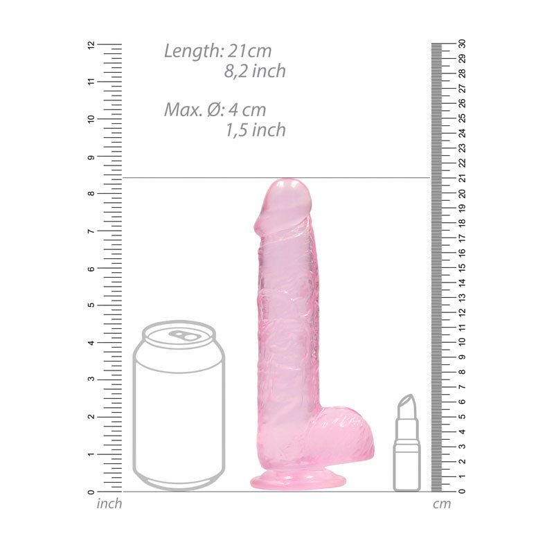 REALROCK 8'' Realistic Dildo With Balls - Pink 20.3 cm Dong - DONGS