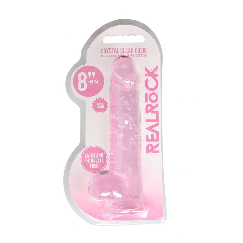 REALROCK 8'' Realistic Dildo With Balls - Pink 20.3 cm Dong - DONGS