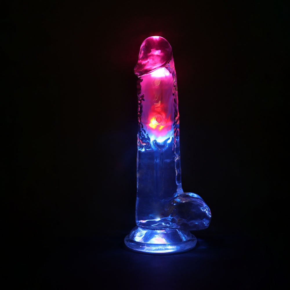 REALROCK 8'' with Balls Wireless Rechargeable LED Vibrating Dong - DONGS