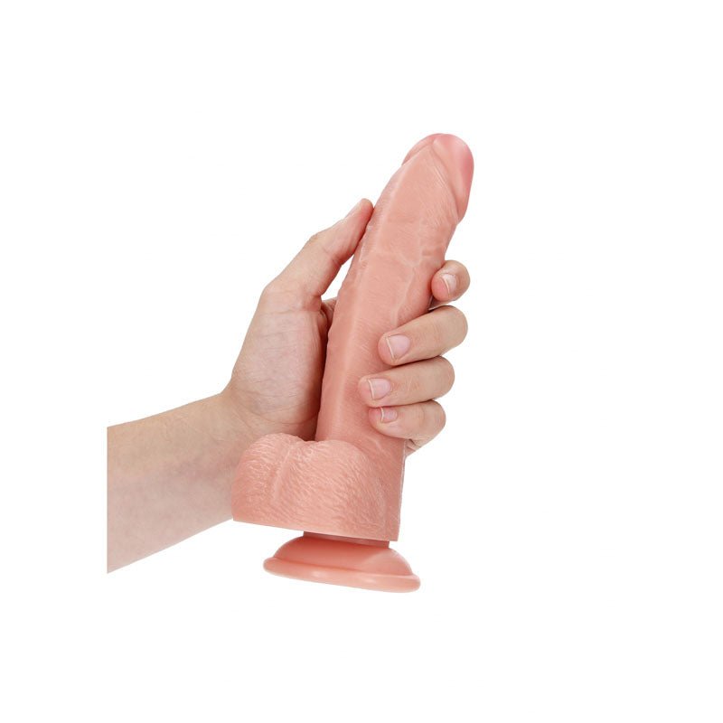 REALROCK Realistic Regular Curved Dong with Balls - 20.5 cm - Flesh 20.5 cm (8'') Dong - DONGS