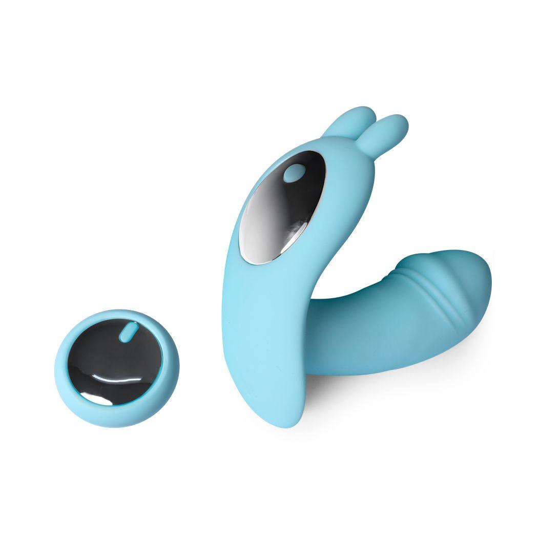 Rechargeable Rabbit Vibrator Wireless Control Blue - Sex Toys