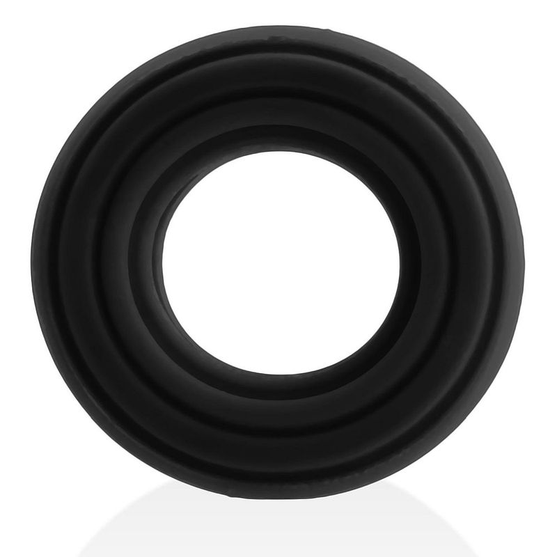 Roto Grooved Gripper Ribbed Cockring Black - Adult Toys