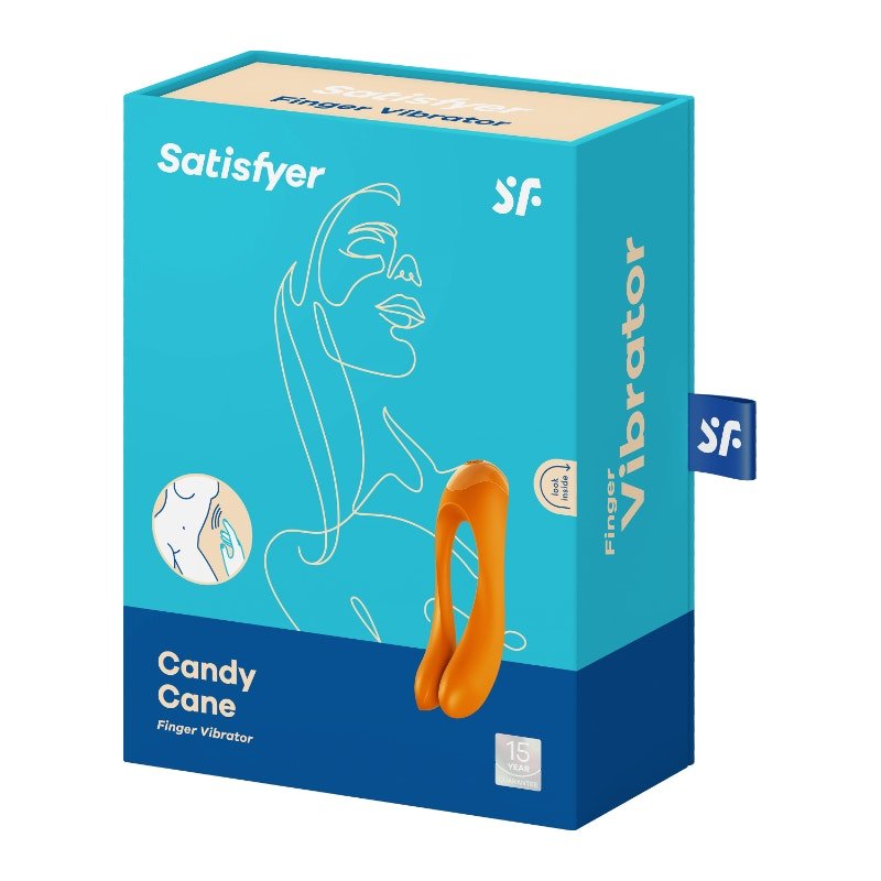 Satisfyer Candy Cane Finger Vibe Orange - Adult Toys