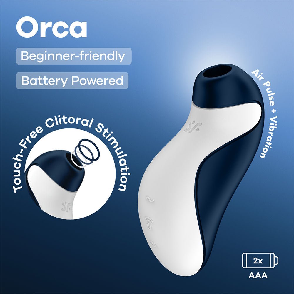 Satisfyer Orca Battery Series Navy Blue Air Pulse Clitoral Stimulator - AIR PULSATION-PREMIUM
