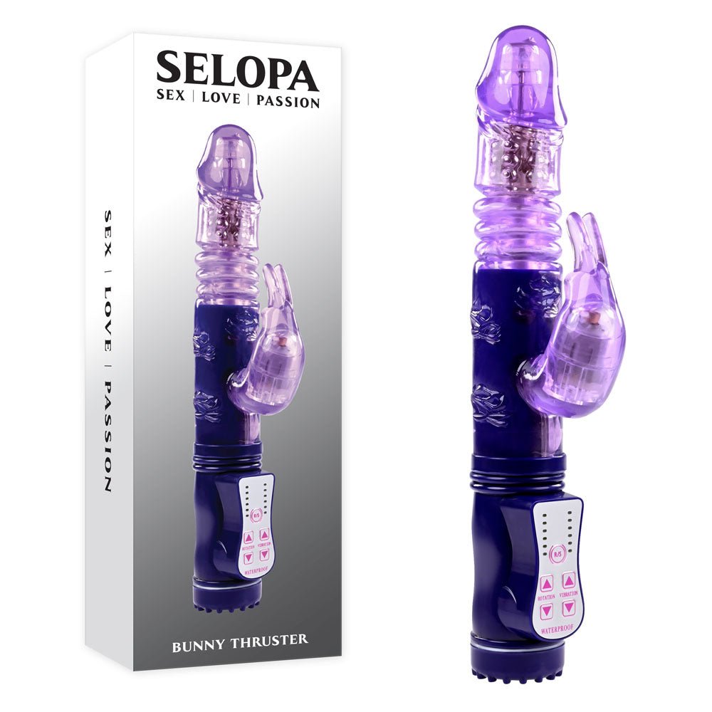 Selopa BUNNY THRUSTER - Purple 24.8 cm Thrusting Rabbit Vibrator - VIBRATORS