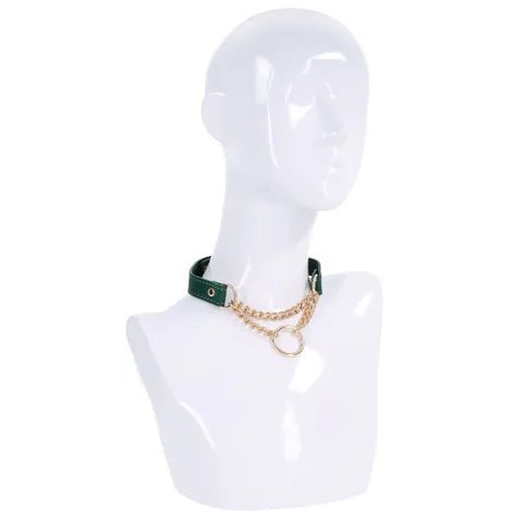 Sex and Mischief Indica Day Collar Green Gold Adjustable Strap - BONDAGE - TOYS