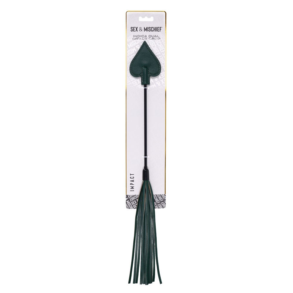 Sex and Mischief Indica Dual Impact Crop Green Crop Whip - BONDAGE - TOYS