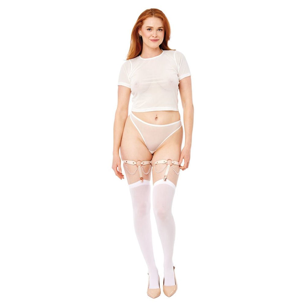 Sex And Mischief Pearl Garters Set Of 2 In Peach And Rose Gold - BONDAGE - TOYS