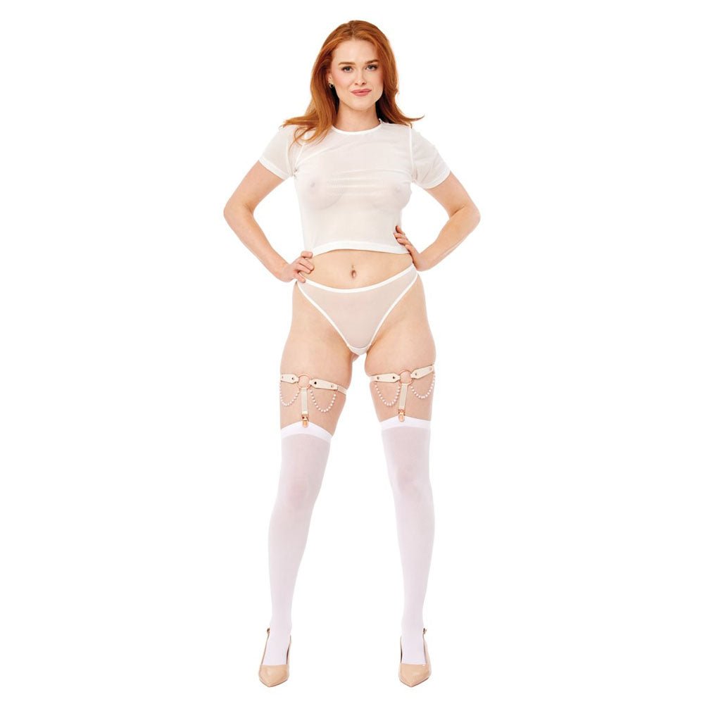 Sex And Mischief Pearl Garters Set Of 2 In Peach And Rose Gold - BONDAGE - TOYS