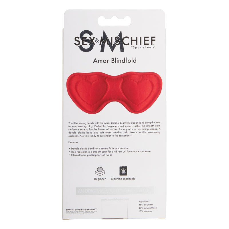 Sex & Mischief Amor Red Padded Satin Blindfold by Sportsheets - BONDAGE - TOYS