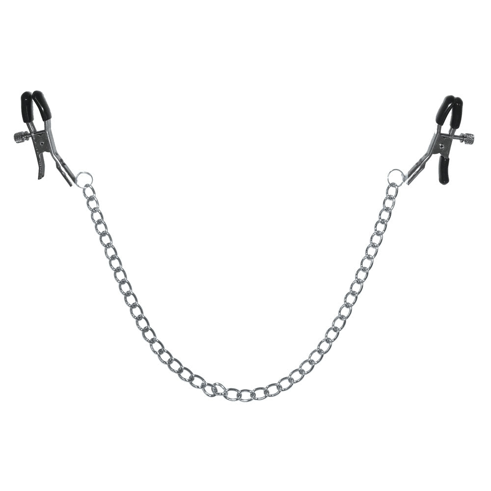 Sex & Mischief Chained Nipple Clamps | Adjustable Nickel - Free Toy - BONDAGE - TOYS