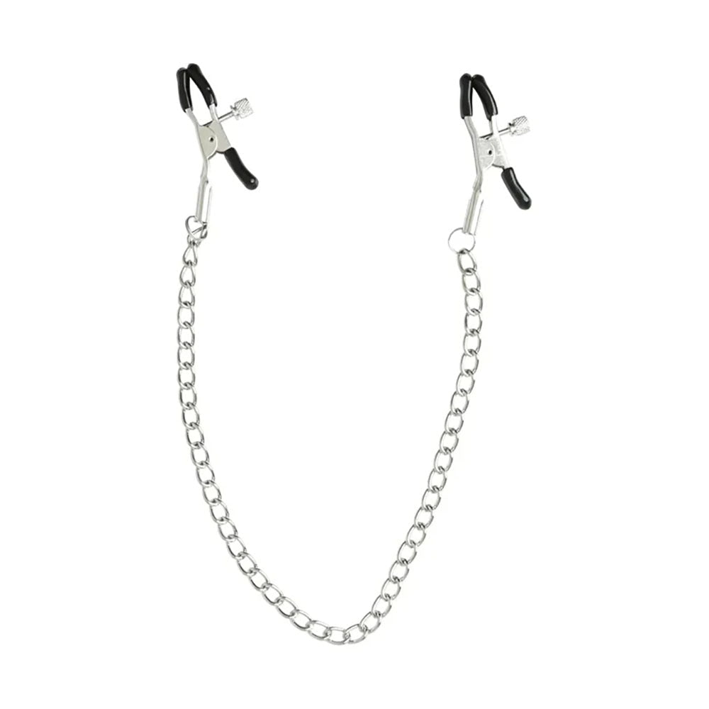 Sex & Mischief Chained Nipple Clamps | Adjustable Nickel - Free Toy - BONDAGE - TOYS