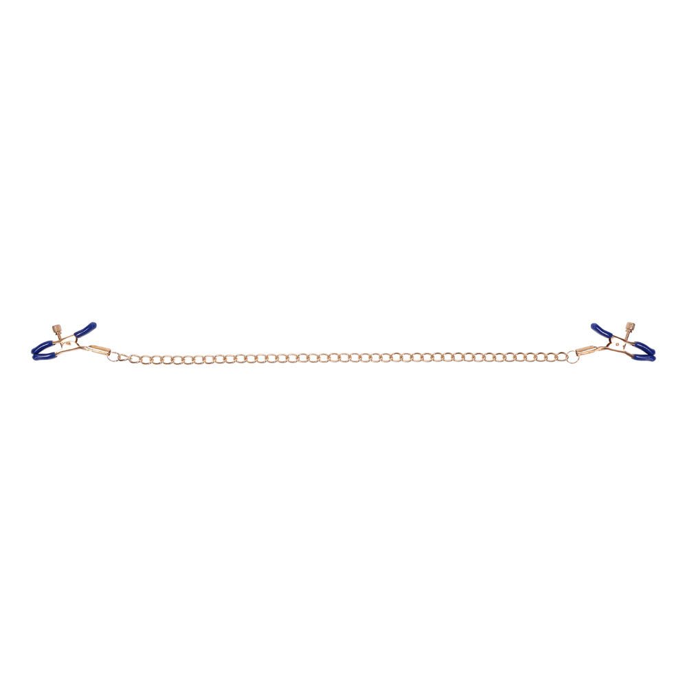 Sex & Mischief Cougar Chained Nipple Clamps - Gold - BONDAGE - TOYS
