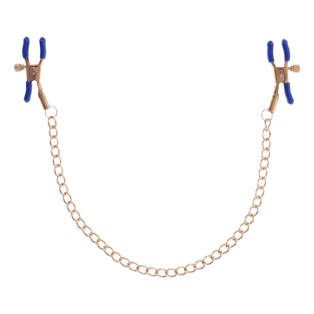 Sex & Mischief Cougar Chained Nipple Clamps - Gold - BONDAGE - TOYS