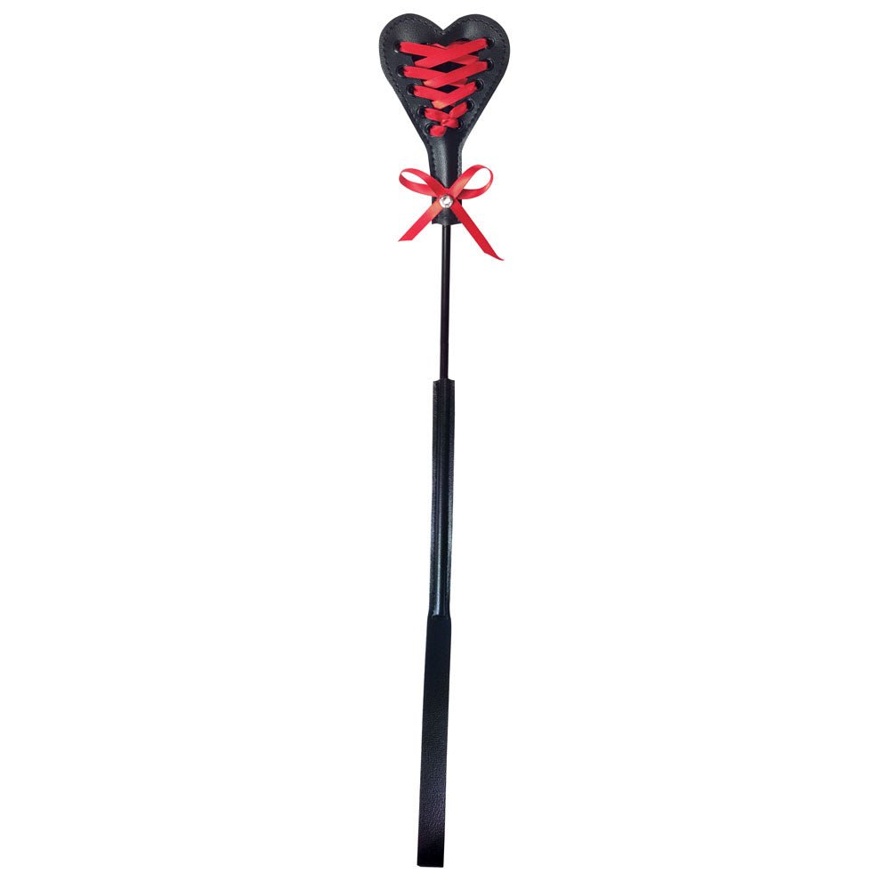 Sex & Mischief Heart Beat Crop - Black/Red 37.5 cm Crop Whip - BONDAGE - TOYS