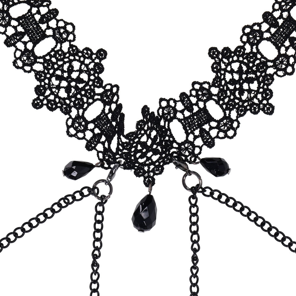 Sex & Mischief Lace Collar with Nipple Ties - BONDAGE - TOYS